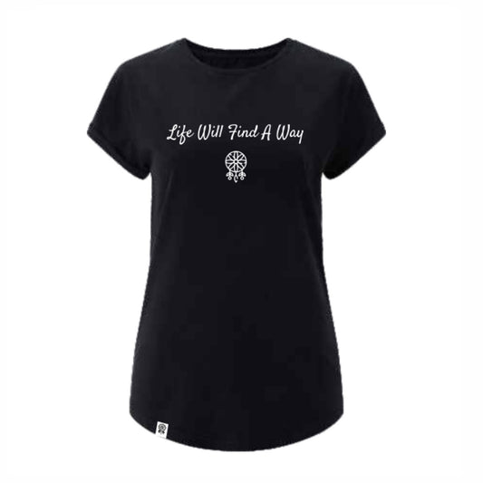 T-Shirt (woman) Life Will Find A Way (stonewash black)