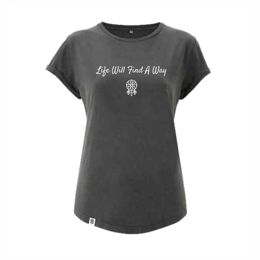 T-Shirt (woman) Life Will Find A Way (stonewash grey)